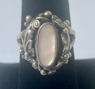 Rare Vintage Native American Sterling Silver.  925 Pink Abalone Ring,  Size 6.  5