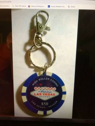 Vintage High Roller Casino " Welcome To Las Vegas  $50 " Chip - Key - Ring