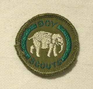 Rare Elephant Image Boy Scout Explorer Proficiency Award Badge Brown Back Troop