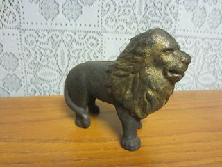 Antique Vintage Ac Williams Cast Iron Lion Still Piggy Bank Tail On Right Side