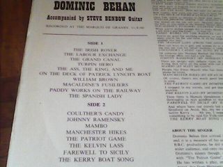DOMINIC BEHAN & STEVE BENBOW The Irish Rover RARE ORIG 1961 UK FOLKLORE LP EX,  V 3