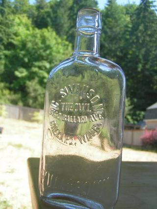 Western Clear 1/2 Pint Flask Liquor Whiskey Bottle Ballard Wash Washington Rare