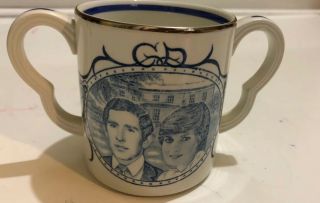 Vtg Charles & Diana 1981 Royal Wedding Two Handled Coffee Mug Cup England Rare
