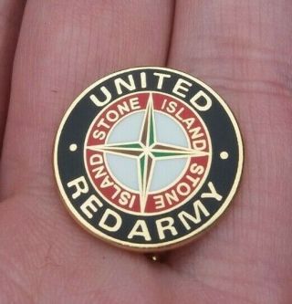United Red Army Stone Island Black Red White & Gold Gilt Pin Badge Rare Vgc