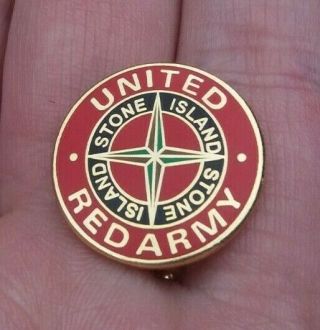 United Red Army Stone Island Red Black & Gold Gilt Pin Badge Rare Vgc