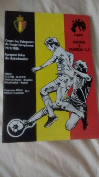 1979/1980 Arsenal Vs Valencia Uefa Cup Winners Cup Final Programme Rare