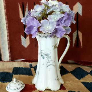 Antique Haviland Limoges Tea Pot Distressed Romantic Shabby Chic Decor Vase