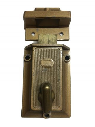 Antique / Vintage Deadbolt Door Lock Cast Iron With Matching Brass Latch