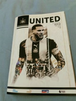 Very Rare Newcastle United V Liverpool Premier League Programme 26th July 2020