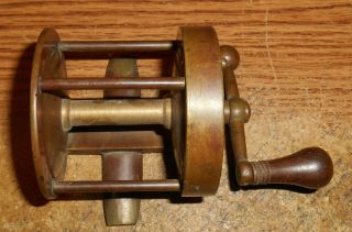 Very Early Unknown Solid Brass Ball Handle Casting Reel/very Rare