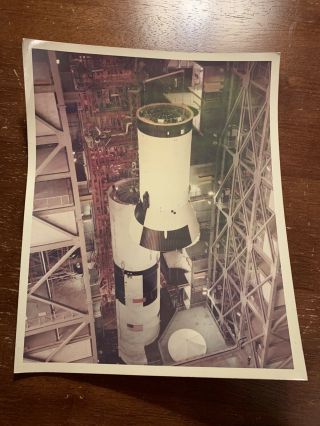 Rare Color A Kodak Nasa Apollo Saturn Erection Rocket Photo Back Stamped