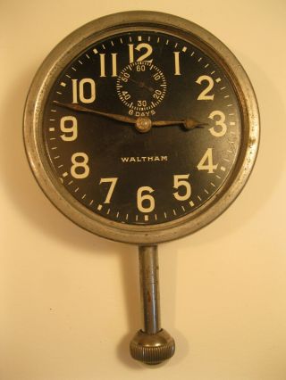 Vintage Antique Waltham 8 Day Auto Automobile Car Clock Running