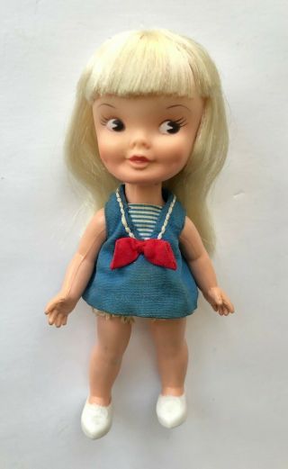 Remco Hi Heidi Pocketbook Doll Blonde Hair Blue Dress Press Button And She Waves