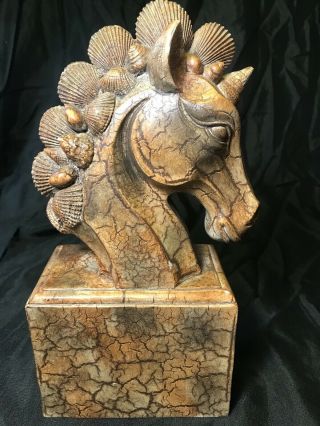 Rare Vintage Tms 2005 Horse Bookend Horse Head With Seashell Mane