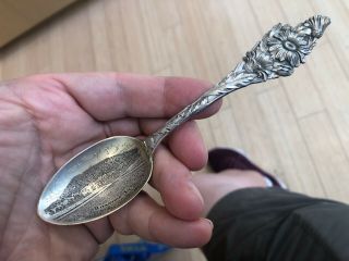 Rare Old Sterling Silver Etched Bowl Mill Mountain Souvenir Spoon Roanoke Va