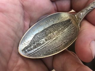 Rare Old Sterling Silver Etched Bowl Mill Mountain Souvenir Spoon Roanoke VA 3