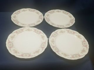 Vintage Style House Pompadour Fine China Set/4 Dinner Plates Pink/white Japan