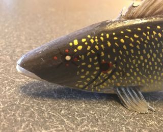 Rudy Zwieg Signed Fish Minnesota Folk Art Walleye w/ Real Fins Decoy Carver 3