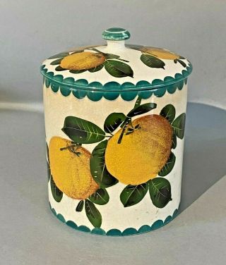 Antique Wemyss Pottery Large Lidded Pot Preserve Jar Orange Design Thomas Goode