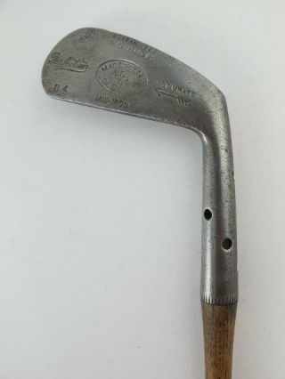 1919 Antique Macgregor Fancy Face Bullet Hosel Hickory Wood Shaft Golf Club Rare