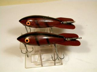 2 Vintage Bomber Brown Crawfish 3 " Wood Crankbait Lure