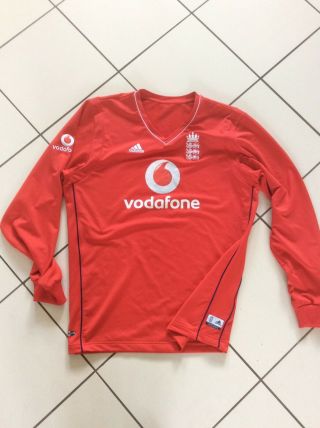 England Cricket,  Adidas,  2008 Rare Long Sleeved Shirt 42/44 Chest Foc Postage Uk