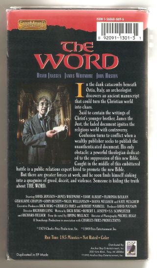 David Janssen " The Word ".  Rare 1978 Mini - Series.  Label Says " Unedited.  "