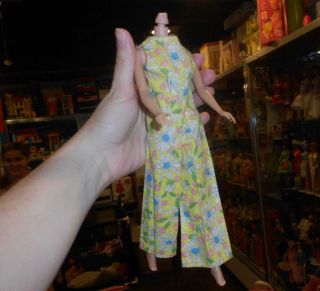 Vintage Barbie Clone Maddie Mod Yellow Floral Bell Bottoms Jumpsuit W/ Jacket