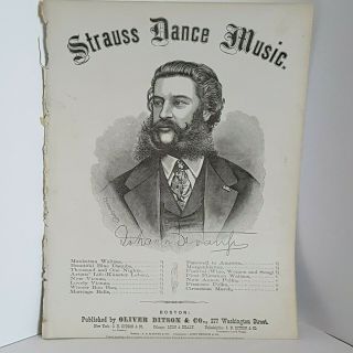 Strauss Dance Music Illustrated Antique Sheet Music