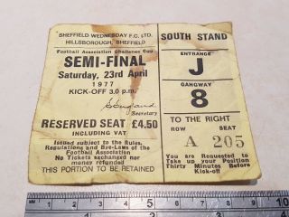 Rare Leeds United V Manchester United Semi Final Fa C Cup Ticket 23rd April 1977