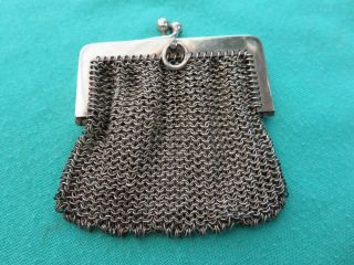 A Solid Sterling Silver Hallmarked Chatelaine Mesh Purse