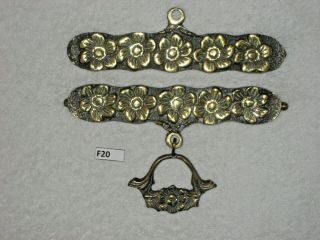 Antique Ornate Brass Bell Pull Hardware f.  5 3/4 