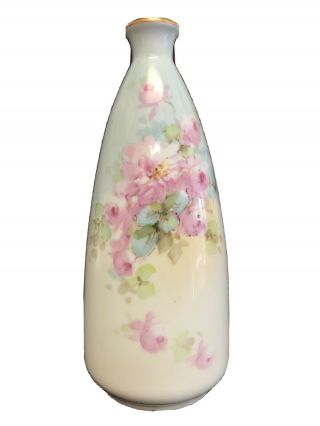 Antique Austrian Porcelain Floral Flower Bud Vase Austria O.  E.  &g.  Royal Painted