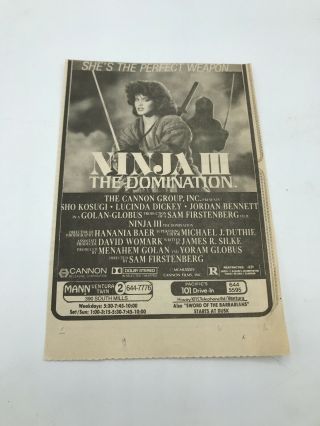 Ninja Iii The Domination - Sho Kosugi,  Cannon Rare Theater Newspaper Ad