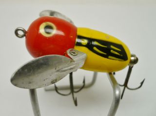 Vintage Fishing Lure,  Heddon Tiny Crazy Crawler,  Yellow Red Head Bumblebee Yrh