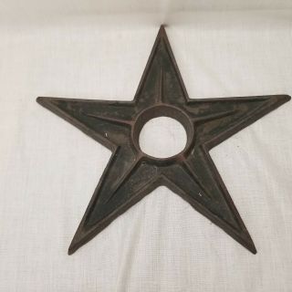 Antique Cast Iron Center Hole Star Anchor Plates Rustic Large 10.  5 " Wide Green