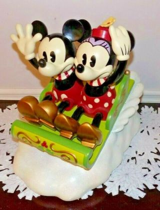 Vintage Disney Store Mickey & Minnie Rare Big Sled Figure