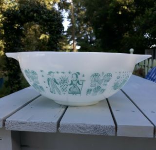 Pyrex Amish Butterprint Cinderella Mixing Bowl 444 Turquoise On White 4qt Rare