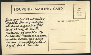 RARE 1933 CHICAGO WORLD ' S FAIR POST CARD ADVERTISING MASTER MARBLE CO CALRKSBURG 2