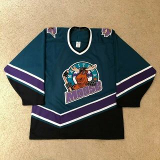 Vintage Manitoba Moose Bauer Hockey Jersey Ihl Ahl Green Rare Medium Minnesota