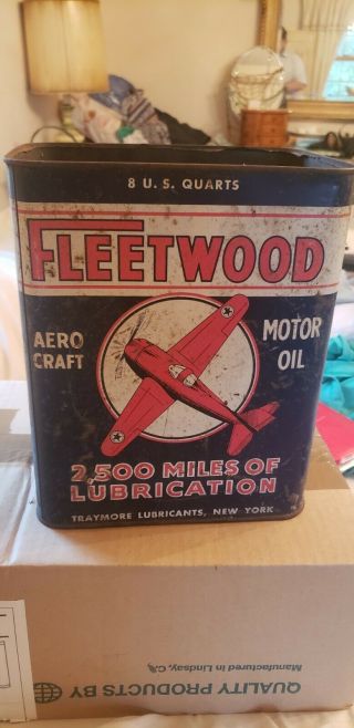 Fleetwood Aero Craft Motor Oil Rare Vintage Gas Station Airplane Aeronautical