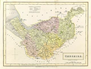 County Map Of Cheshire By Sidney Hall 1830 Engraved Hand Colour
