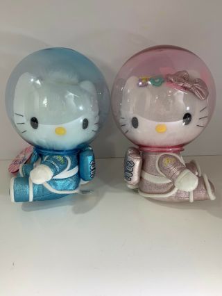 Rare Hello Kitty Space Millennium Wedding Plushes Blue And Pink Mcd 2000 Sanrio
