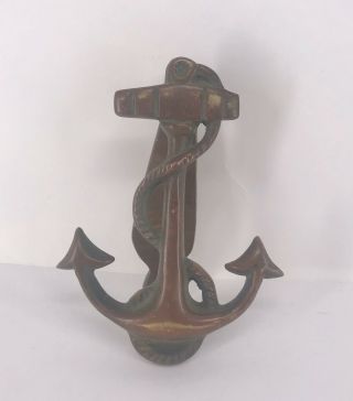 Brass Vintage Anchor Door Knocker With Rope Nautical Sail Boat Yacht Unique