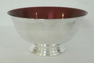 Vintage Reed & Barton 102 Deep Red Enamel Silver Plate Footed Bowl 5 - 3/8 "