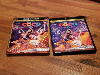 Disney Pixar Coco 4k Ultra Hd Blu Ray 3 Disc Set,  Rare Oop Slipcover Sleeve.