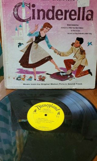 Rare Walt Disney’s Cinderella Vinyl Lp Record 1959 Disneyland Records