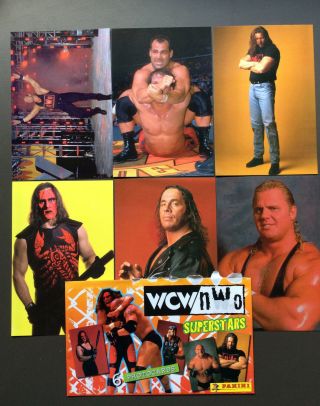 Wcw Nwo Wrestling Superstars 6 Photocards Bret Hart Curt Hennig Rare