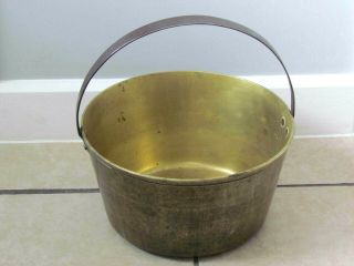 Antique Preserve Apple,  Butter,  Jam Brass Or Copper Kettle Pot Bucket,  11” Dia.