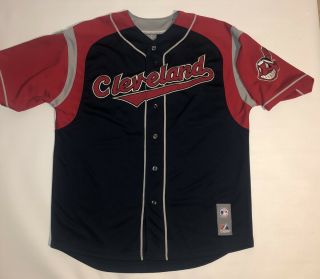 Travis Hafner Cleveland Indians Majestic Sewn Jersey Chief Wahoo Rare Mens Large